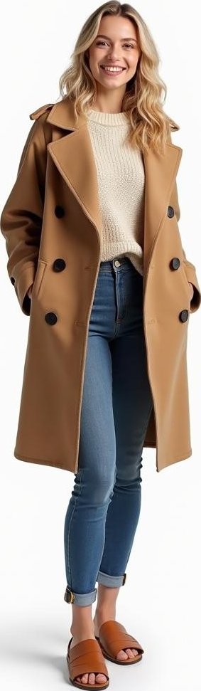 image of cropped sweater vest, double-breasted peacoat