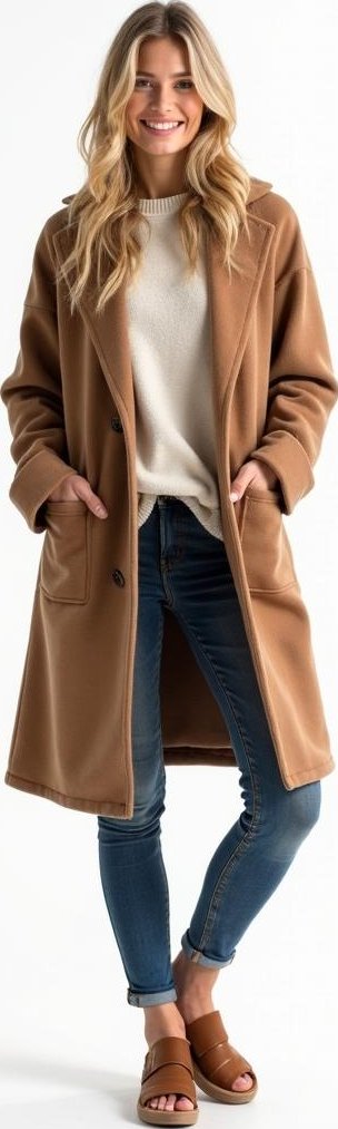 image of oversized wool coat, fleece-lined long-sleeve top