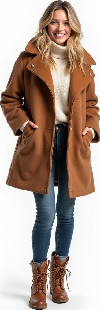 image of oversized wool coat, quilted gilet
