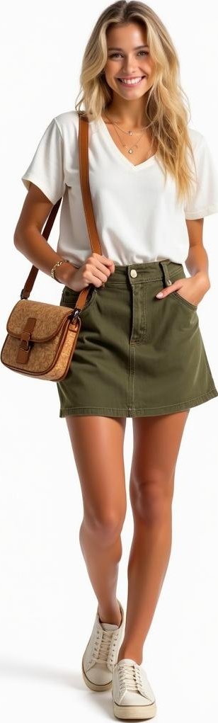image of tencel skirt, cork purse