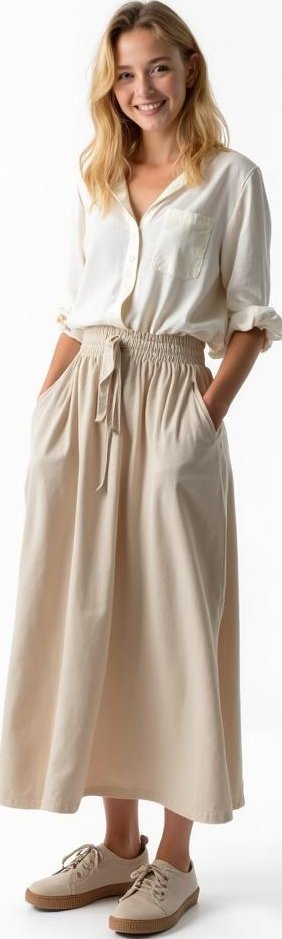 image of tencel skirt, linen blouse