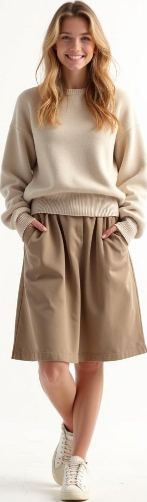 image of tencel skirt, reclaimed cashmere sweater